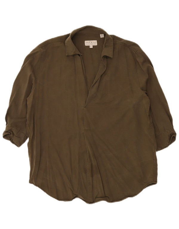 Blusa feminina Jack Wills manga 3/4 oversized Reino Unido 4 XS cáqui Lyocell