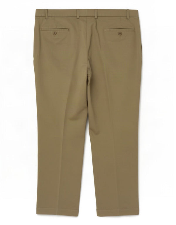 Calça chino reta masculina Marks & Spencer W44 L31 poliéster bege
