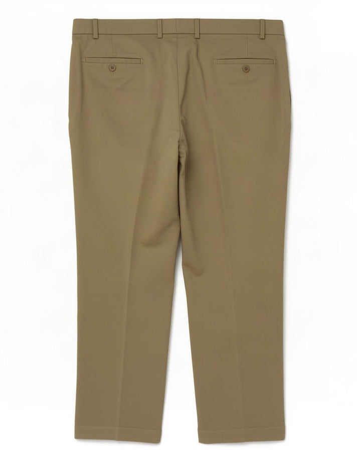 Calça chino reta masculina Marks & Spencer W44 L31 poliéster bege