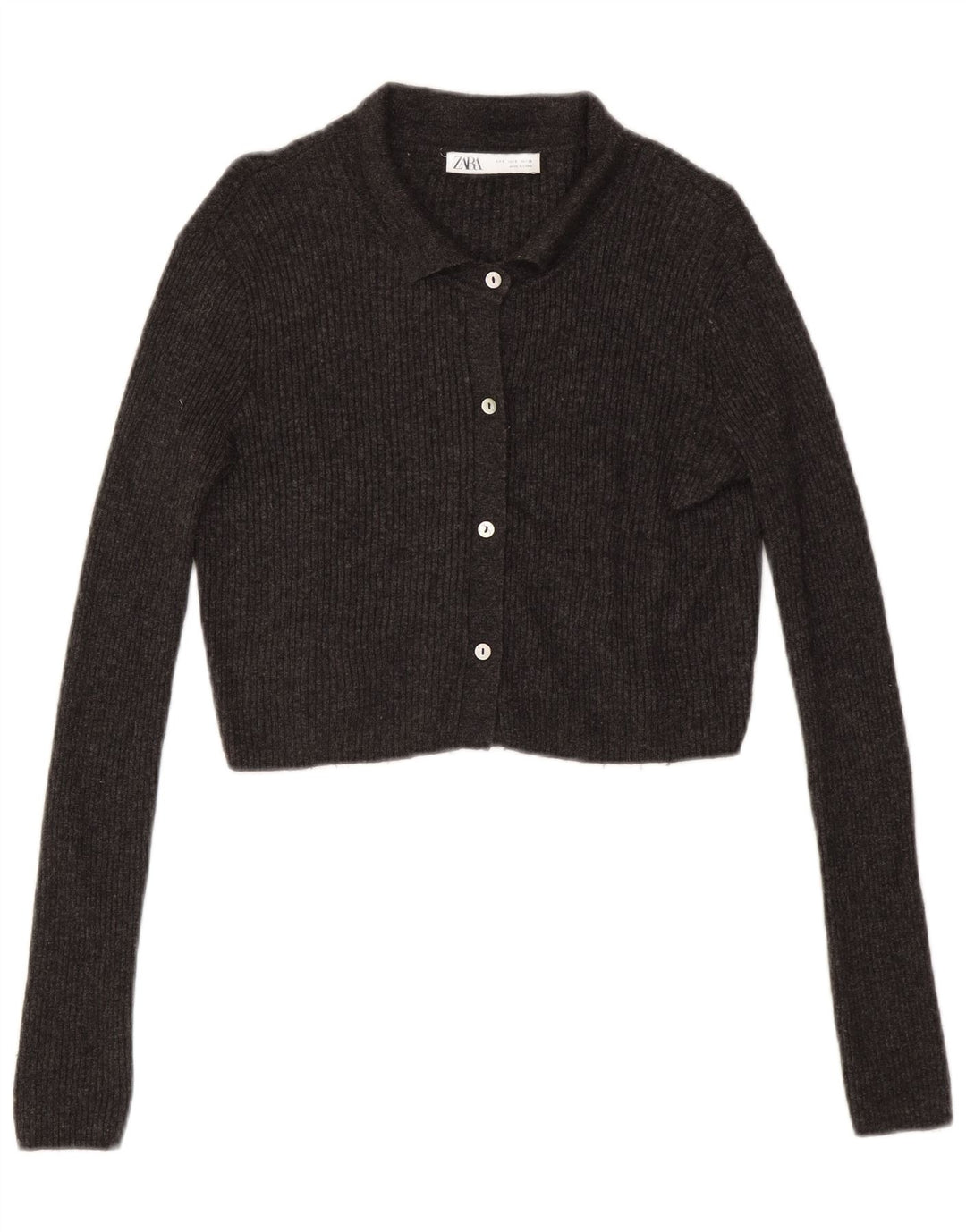 Suéter Zara Feminino Crop Cardigan Reino Unido 10 Pequeno Cinza