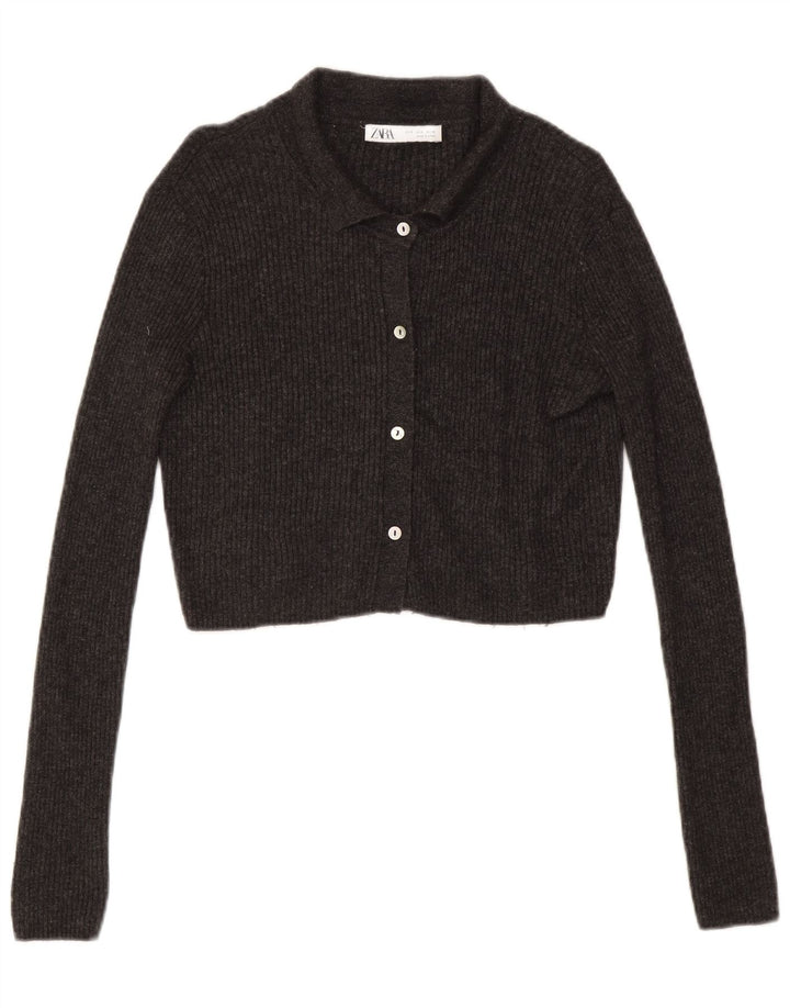 Suéter Zara Feminino Crop Cardigan Reino Unido 10 Pequeno Cinza