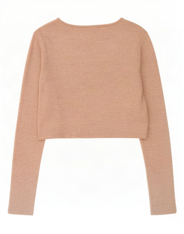 Zara Womens Crop Cardigan Top UK 12 Medium Pink Viscose