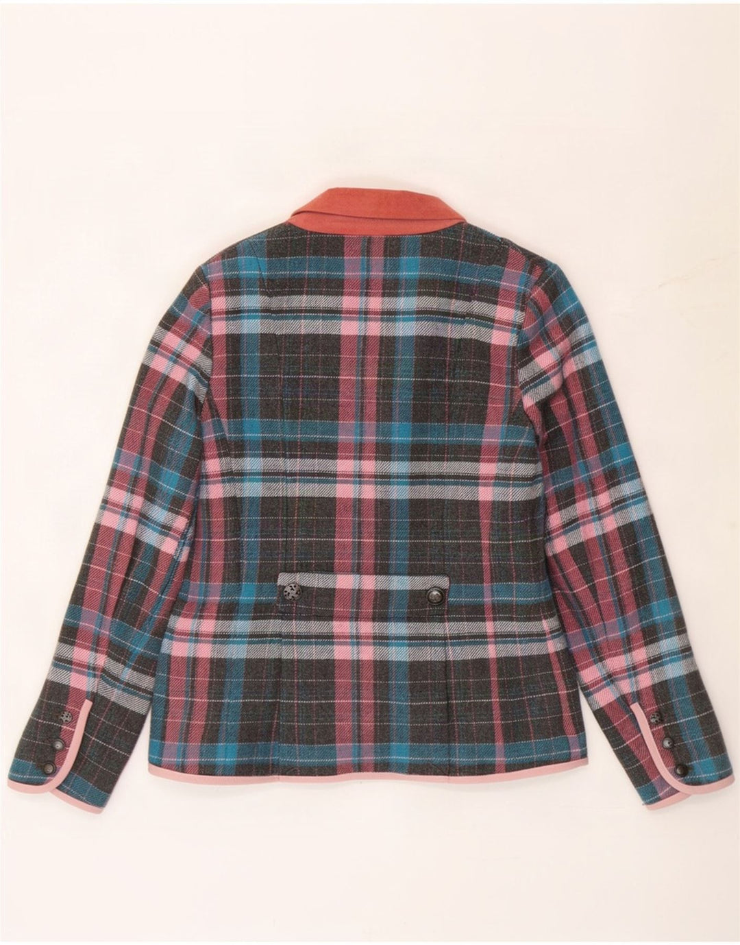 Jaqueta blazer feminina Joe Browns com 3 botões Reino Unido 10 poliéster xadrez cinza pequeno