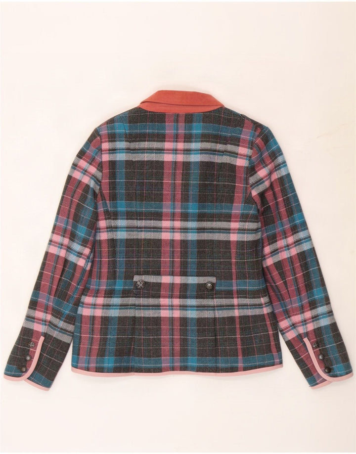 Jaqueta blazer feminina Joe Browns com 3 botões Reino Unido 10 poliéster xadrez cinza pequeno