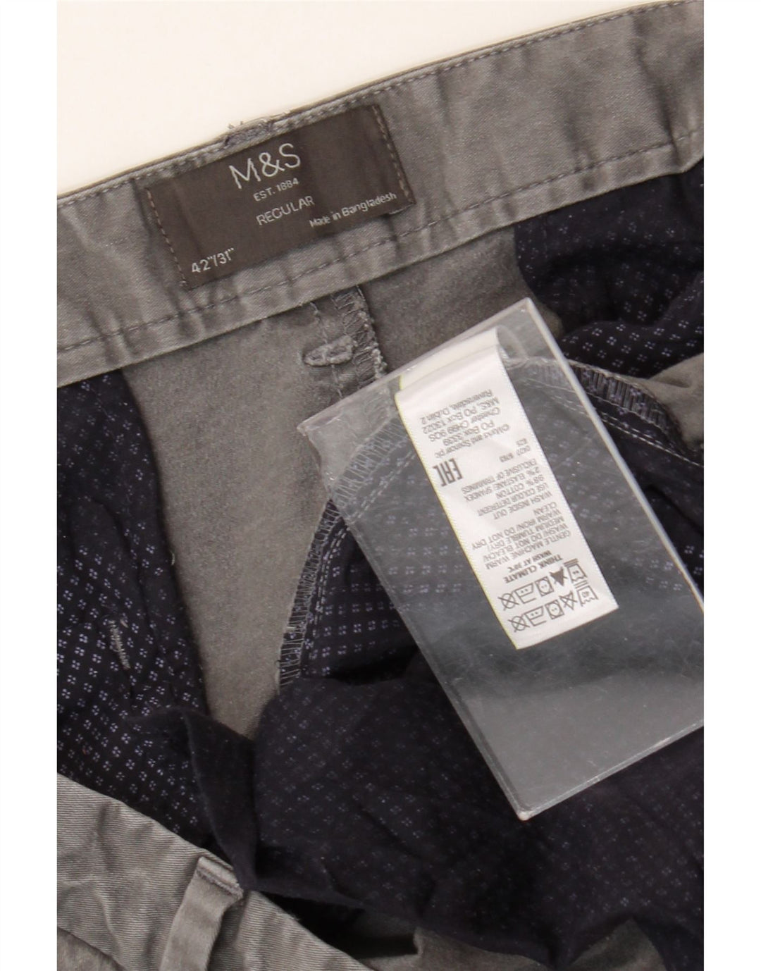 Calça Chino Masculina Marks & Spencer Regular Fit W42 L31 Algodão Cinza