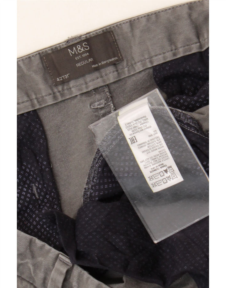 Calça Chino Masculina Marks & Spencer Regular Fit W42 L31 Algodão Cinza