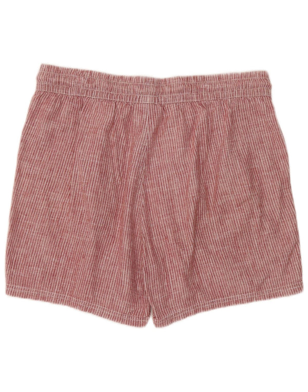 Shorts casuais femininos Little Kathmandu Reino Unido 12 médio W32 cânhamo listrado vermelho