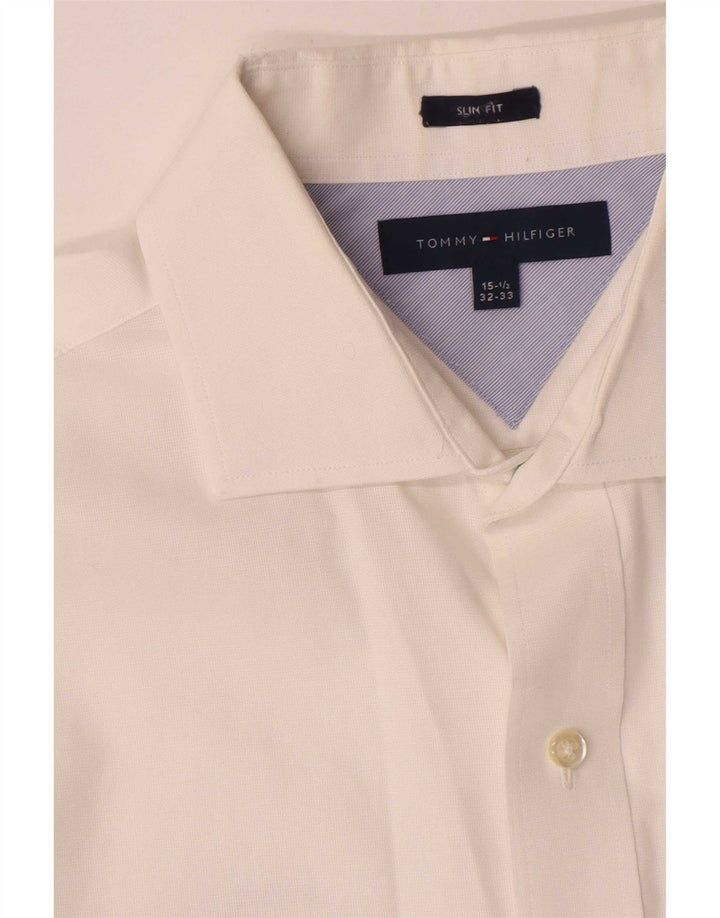 Camisa masculina Tommy Hilfiger Slim Fit tamanho 15 1/2 médio branco
