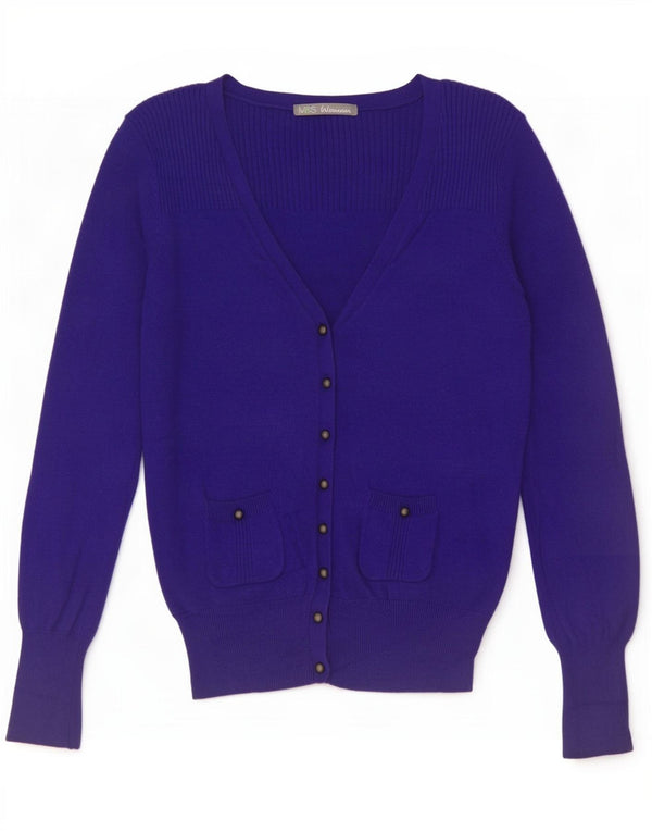 Suéter cardigã militar feminino Marks & Spencer Reino Unido 10 pequeno azul marinho