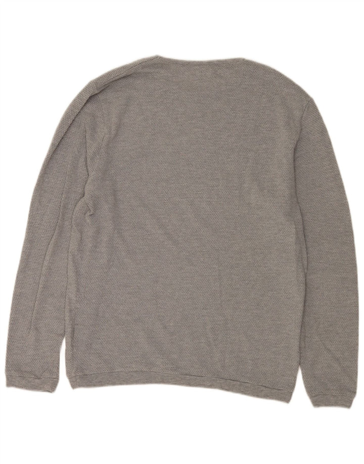 Suéter masculino Zara com gola redonda, grande algodão cinza