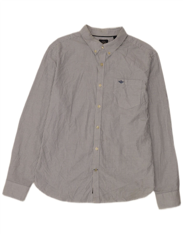 Camisa masculina Dockers grande algodão listrado azul