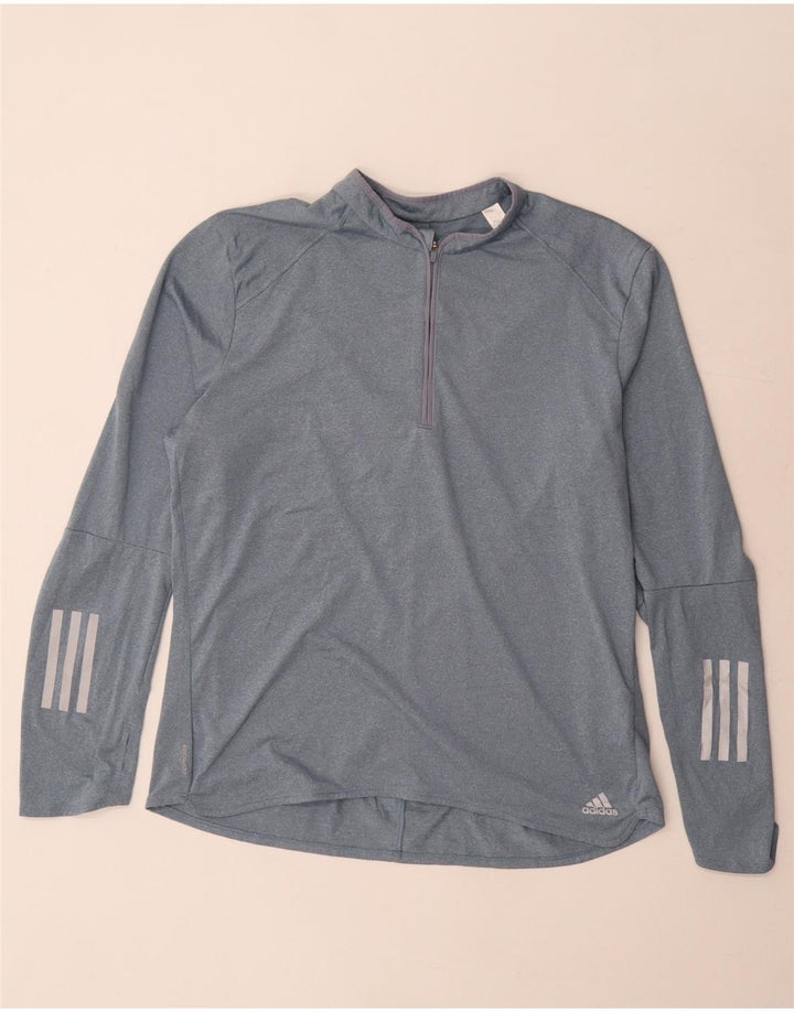Adidas Mulher Climalite Zip Neck Pullover Treino Top UK 20/22 XL Cinza