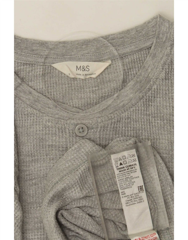 Top masculino Marks & Spencer de manga comprida de algodão cinza pequeno