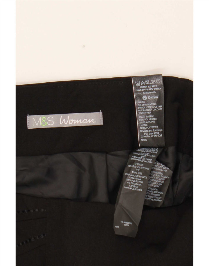 Saia trompete feminina Marks & Spencer Reino Unido 10 pequena W29 poliéster preto