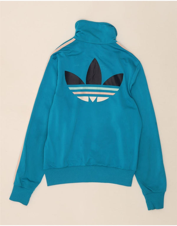Adidas Womens Graphic Tracksuit Top Jacket UK 16 Grande Azul Poliéster