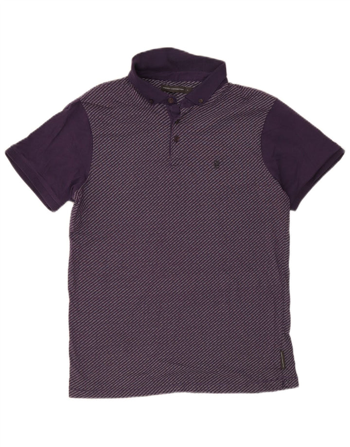 Camisa polo masculina French Connection grande algodão listrado roxo