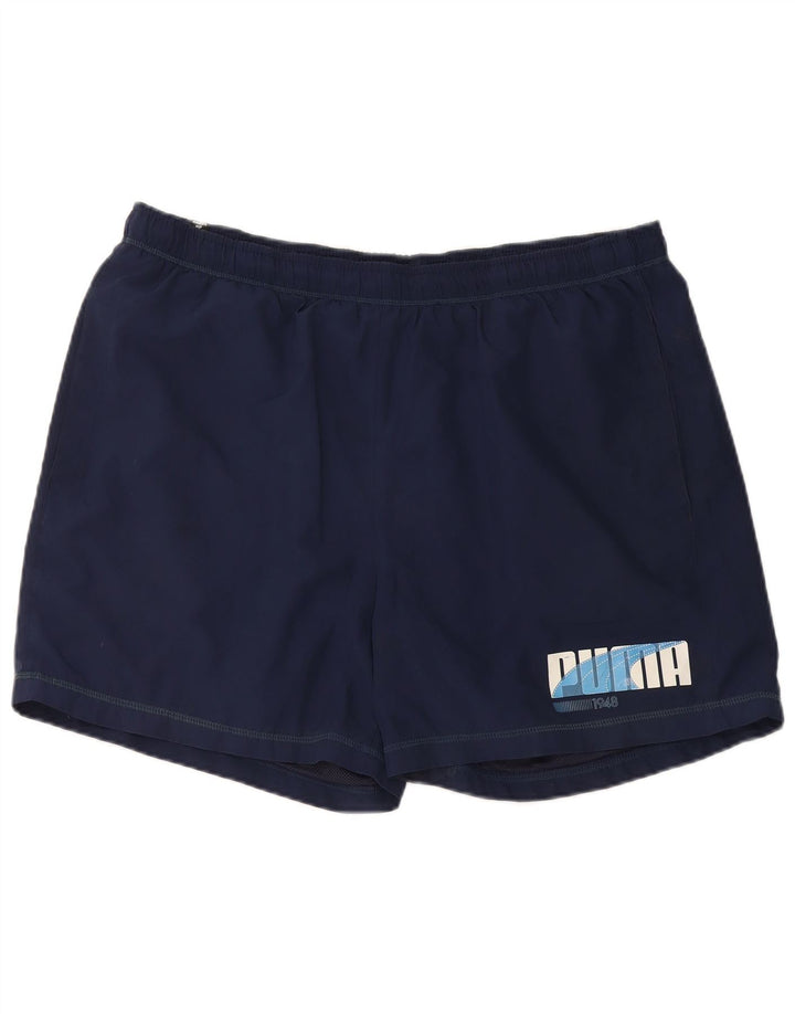 Shorts esportivos gráficos masculinos PUMA XL azul marinho poliéster