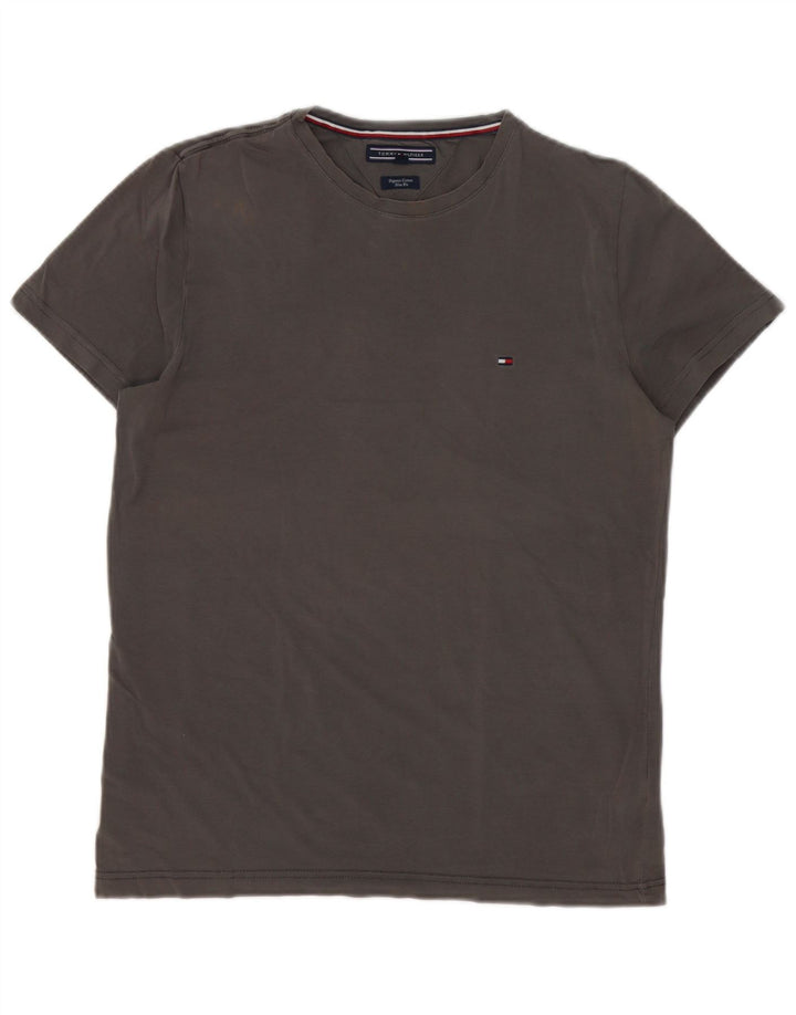 Tommy Hilfiger Mens Slim Fit Camiseta Top Médio Algodão Cinza