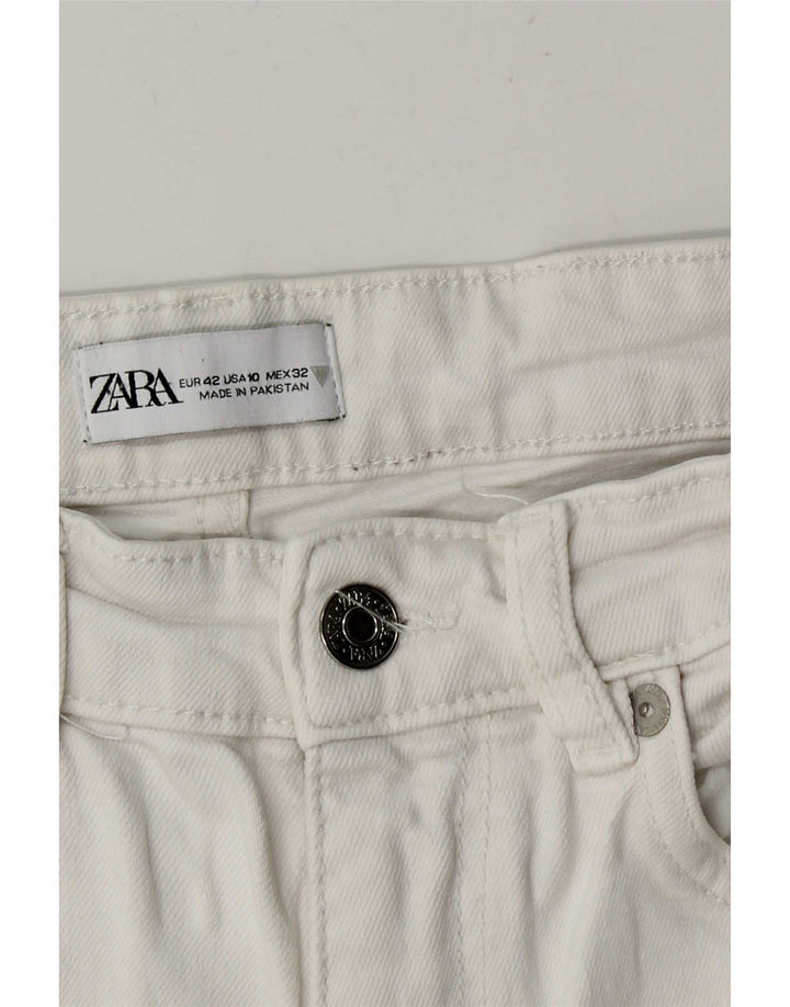 Zara Calça feminina reta cortada grande W32 L25 branca