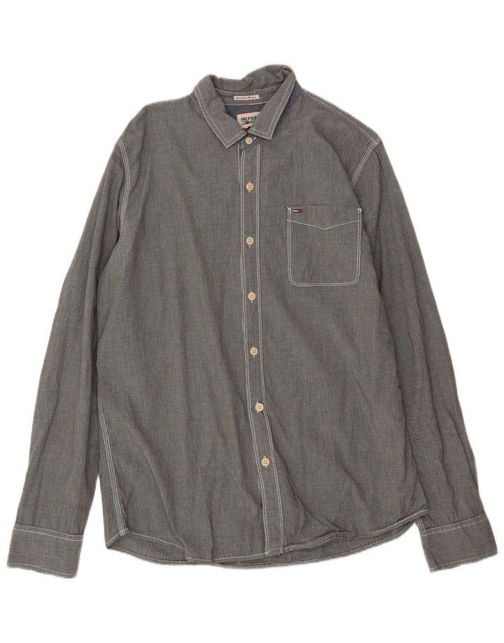 Camisa masculina Tommy Hilfiger XL cinza houndstooth algodão