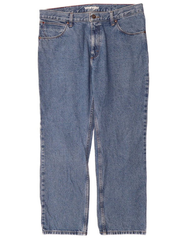 Wrangler Mens Straight Jeans W36 L30 Azul Algodão