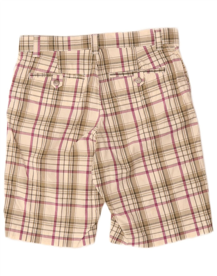 Shorts casuais femininos Lee US 8 médio W30 algodão xadrez bege