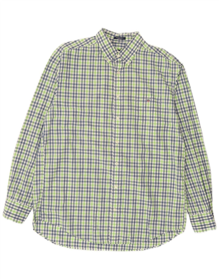 Camisa masculina GANT Backspin Poplin Regular Fit XL Verde Xadrez Algodão