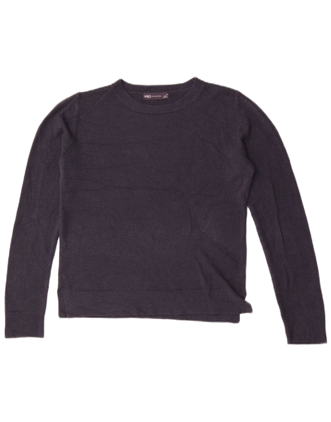 Suéter feminino Marks & Spencer com gola redonda Reino Unido 10 pequeno azul marinho