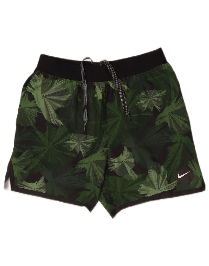 Shorts esportivos masculinos NIKE pequenos verdes florais de poliéster