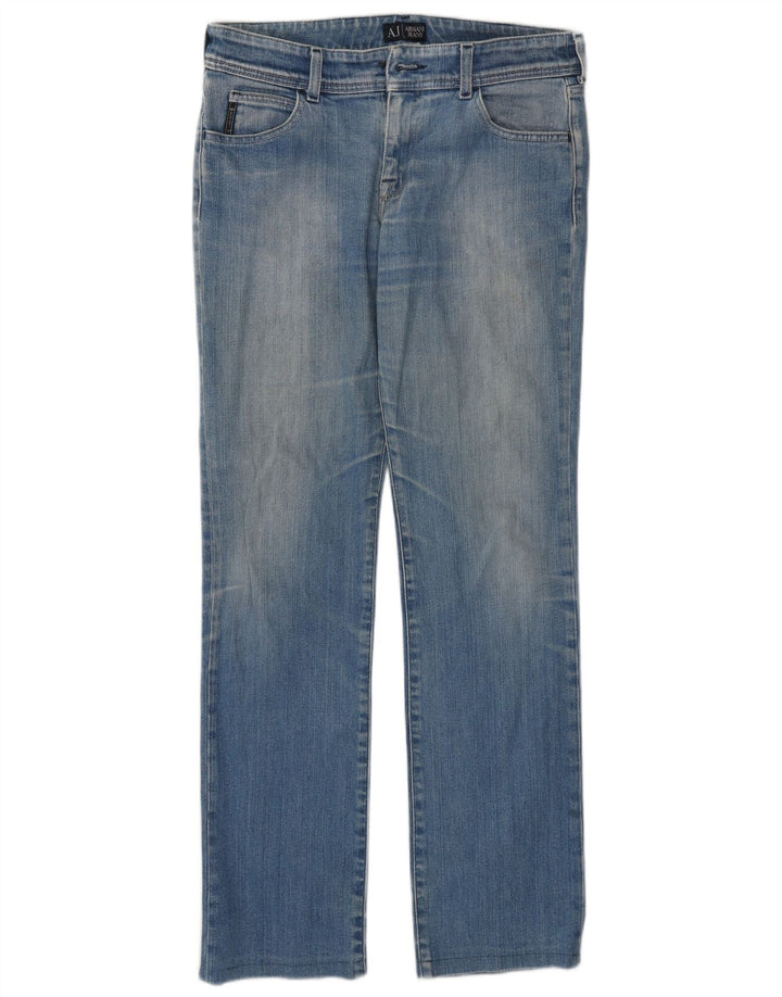 Calça jeans reta feminina Armani W27 L32 algodão azul