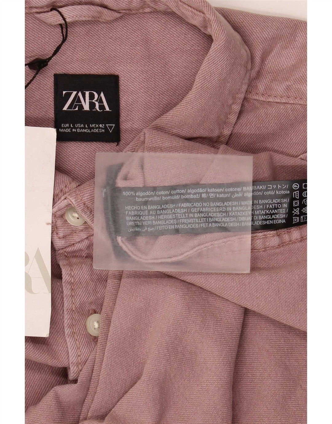 Camisa masculina Zara grande algodão rosa