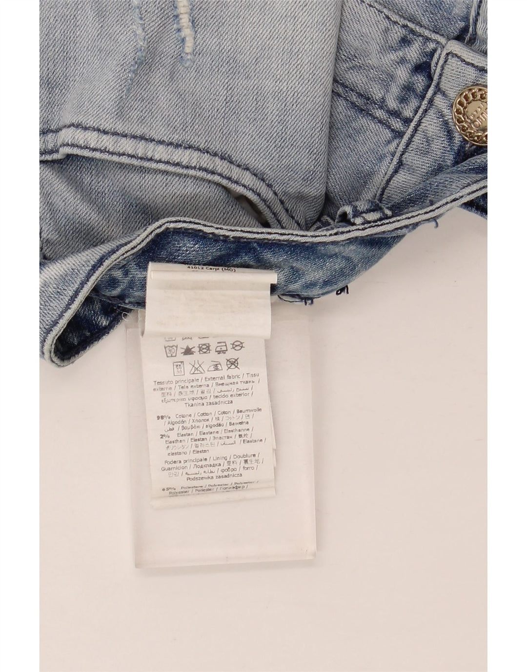 Liu Jo Mini saia jeans desgastada feminina W28 algodão azul médio