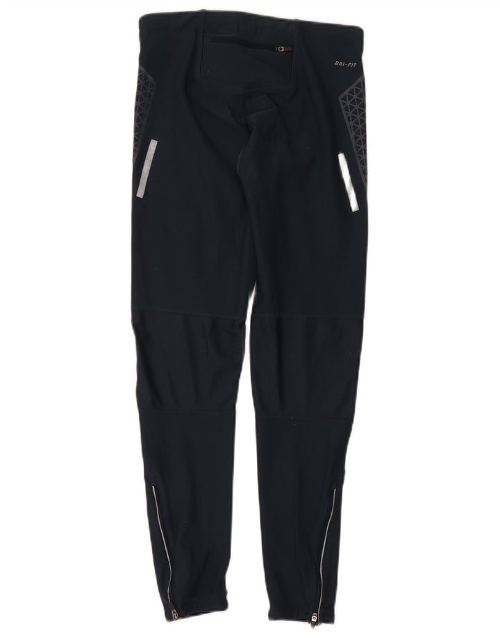 Nike Womens Dri Fit Leggings UK 12 Médio Azul Marinho Geométrico Poliéster