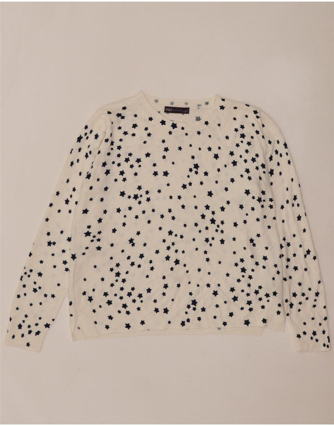 Suéter feminino Marks & Spencer com gola canoa Reino Unido 14 grande branco