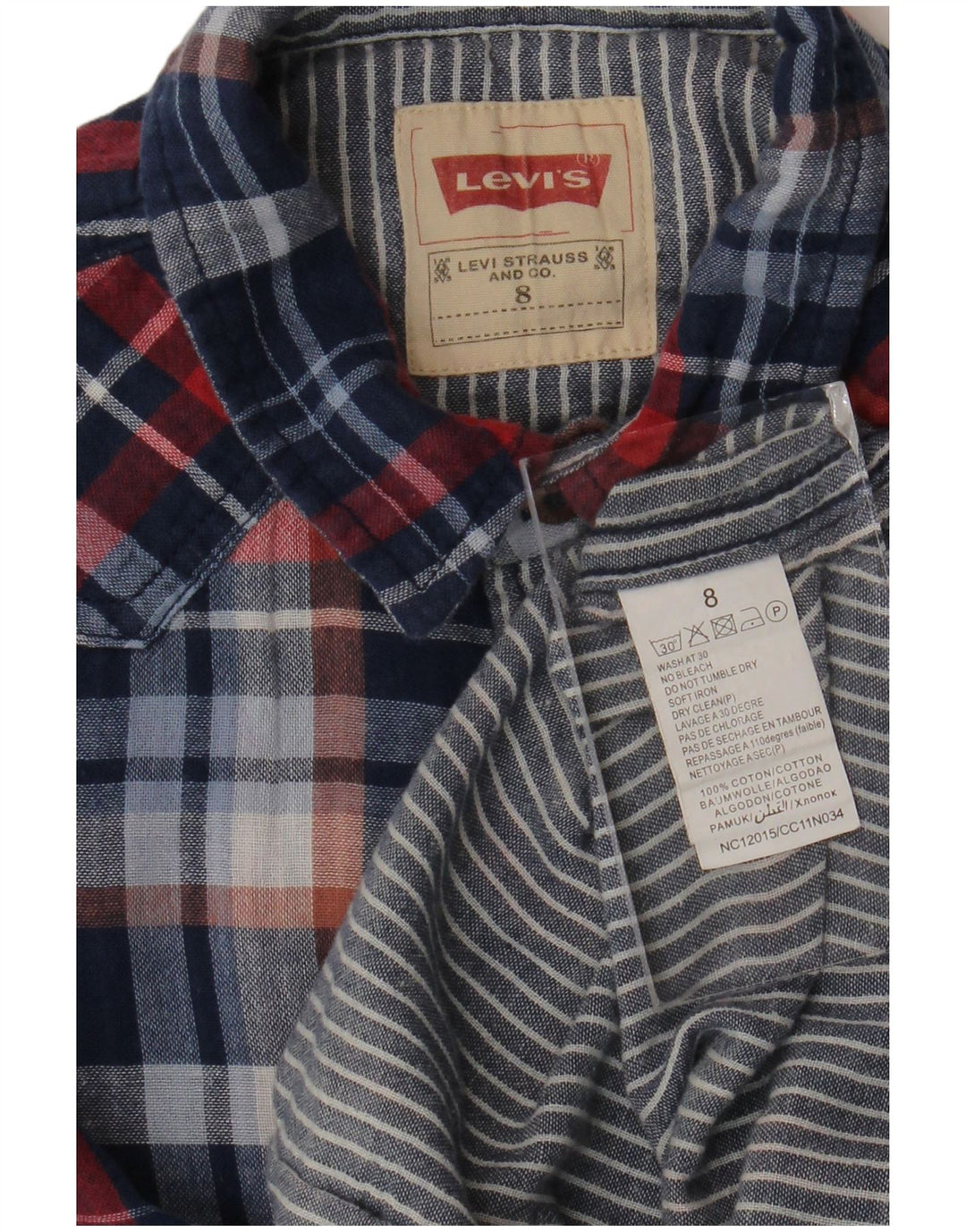 Camisa Levi's Boys San Francisco manga comprida 7-8 anos azul marinho xadrez
