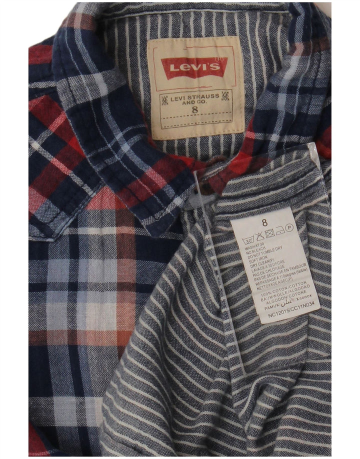 Camisa Levi's Boys San Francisco manga comprida 7-8 anos azul marinho xadrez