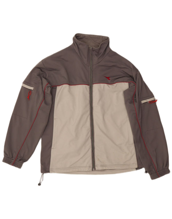 DIADORA Mens Treino Top Jacket UK 40 Poliéster Colourblock Cinza Médio