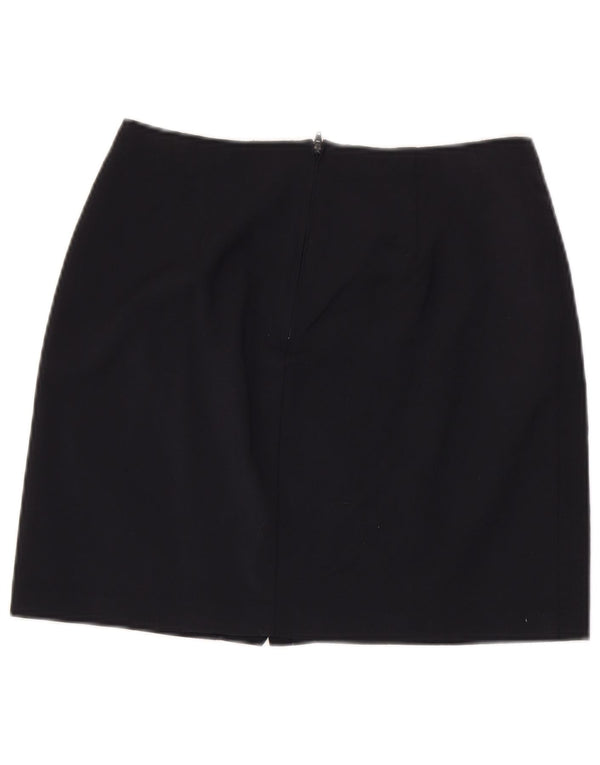 Mini saia feminina Benetton IT 44 médio W28 lã virgem azul marinho