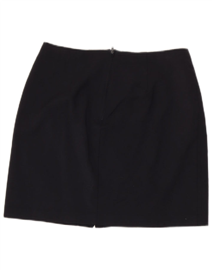 Mini saia feminina Benetton IT 44 médio W28 lã virgem azul marinho