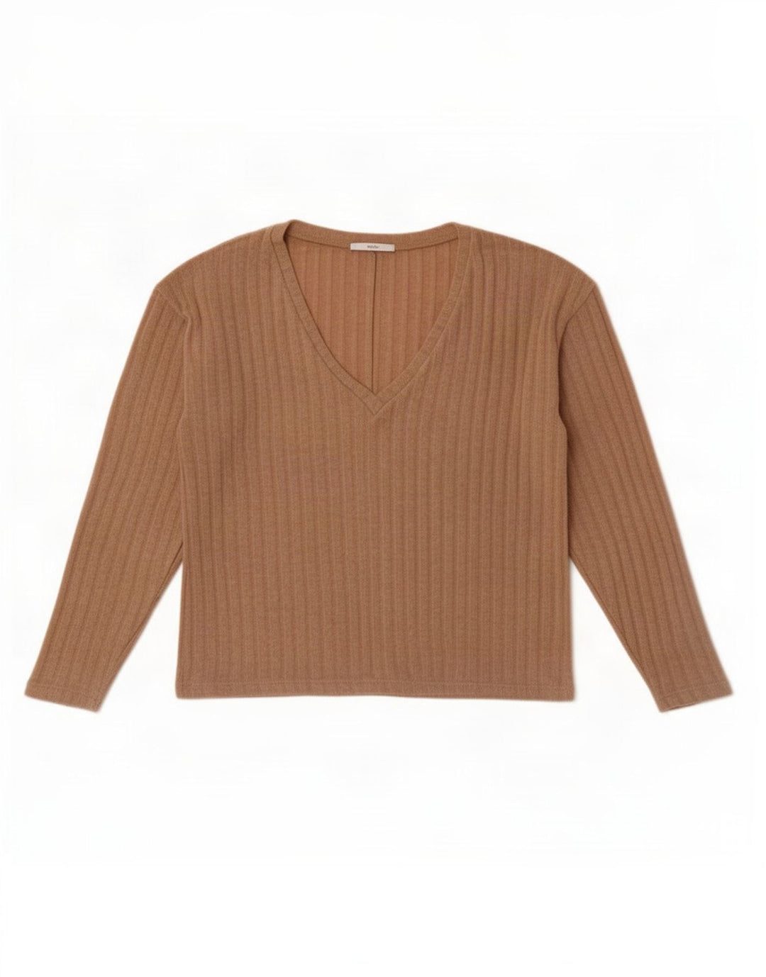 Zara Crop Top Feminino Manga Longa Reino Unido 10 Pequeno Poliéster Marrom