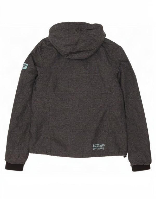 Jaqueta de chuva feminina Superdry com capuz Reino Unido 16 grande cinza nylon