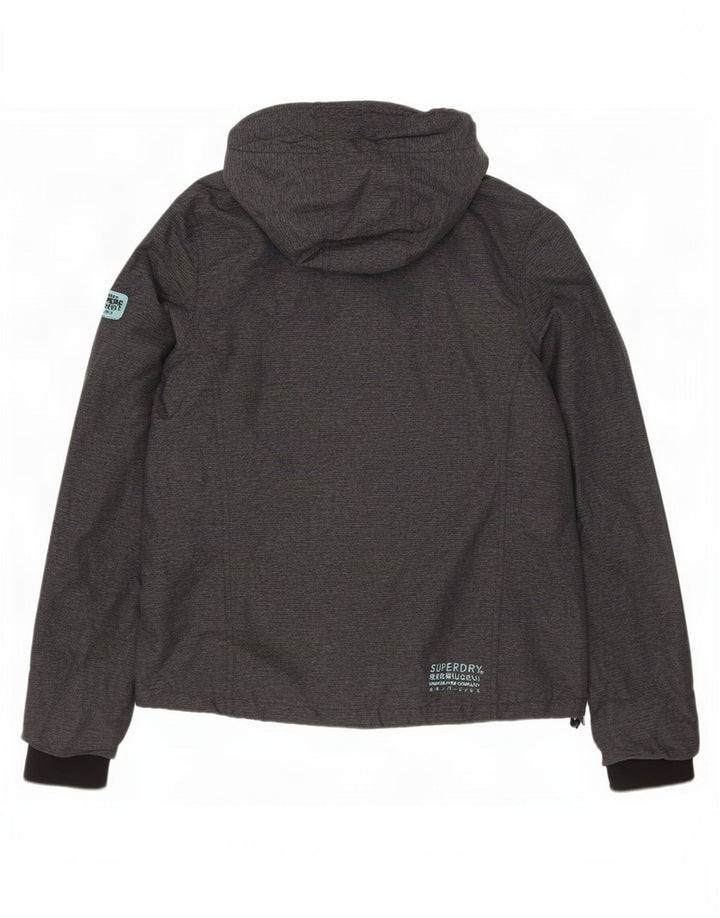 Jaqueta de chuva feminina Superdry com capuz Reino Unido 16 grande cinza nylon