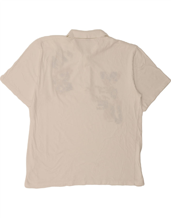 TRIGEMA Mens Graphic Polo Shirt XL Off White Cotton Vintage Trigema and Second-Hand Trigema from Messina Hembry 