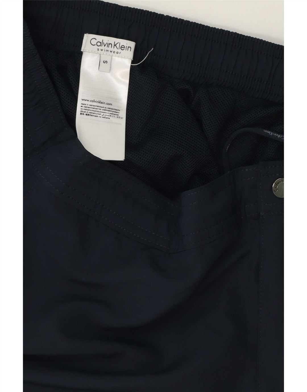 Shorts de natação masculino Calvin Klein pequeno poliéster azul marinho
