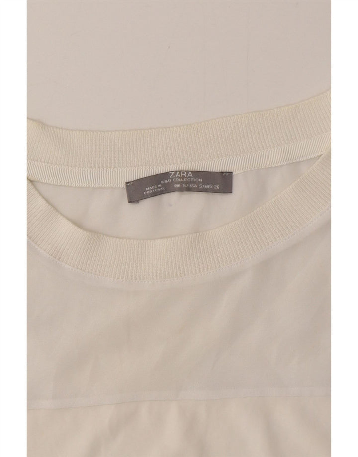 Zara moletom feminino jumper UK 10 pequeno branco