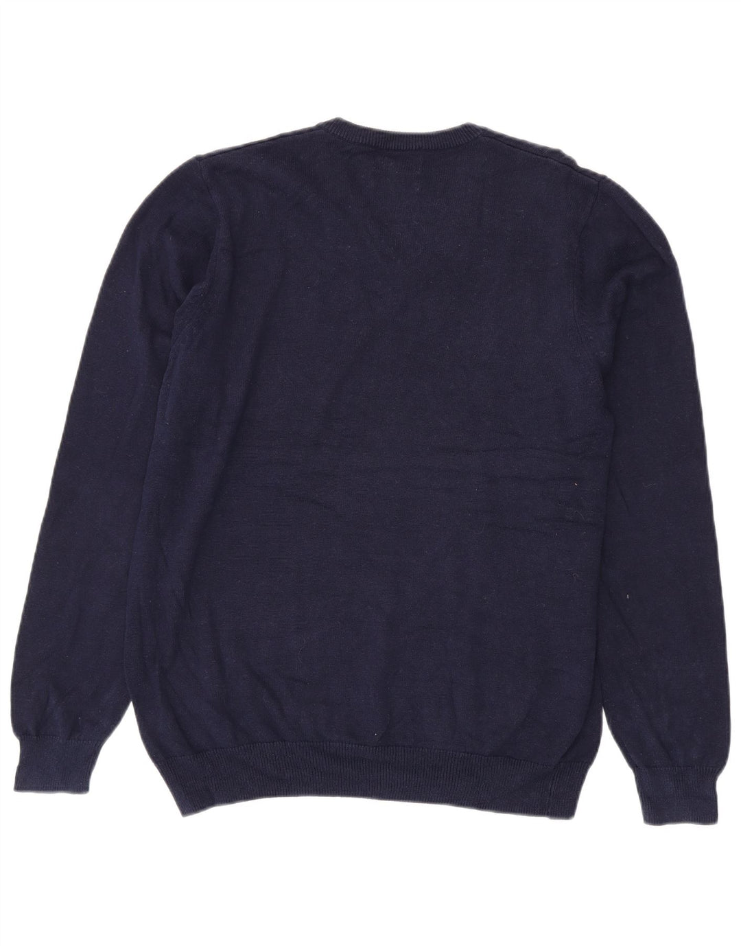 Suéter masculino Marks & Spencer com decote em V grande algodão azul marinho