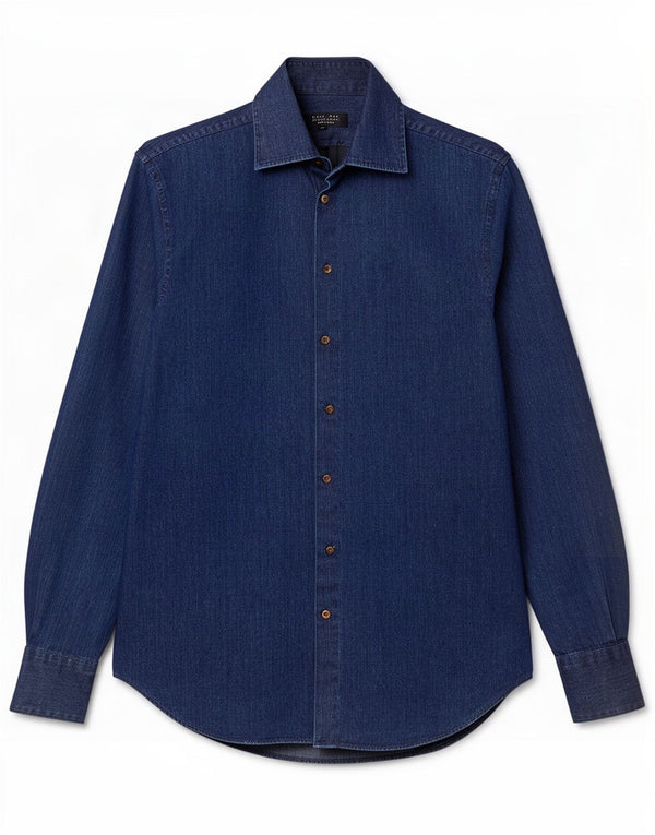Camisa masculina Zara EU 38 pequena listrada azul marinho algodão