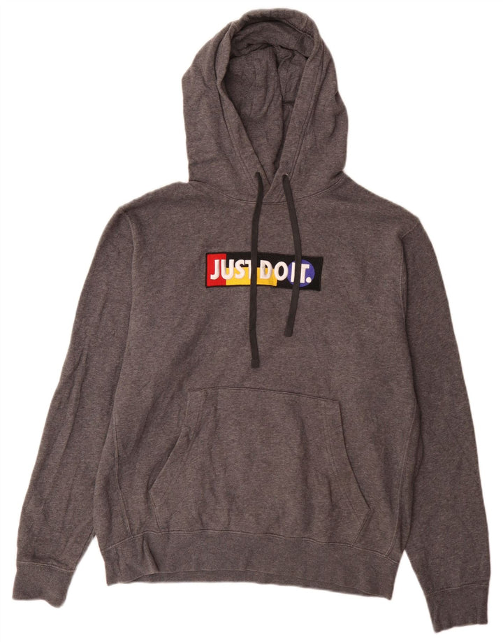 Jumper com capuz gráfico masculino Nike médio cinza algodão