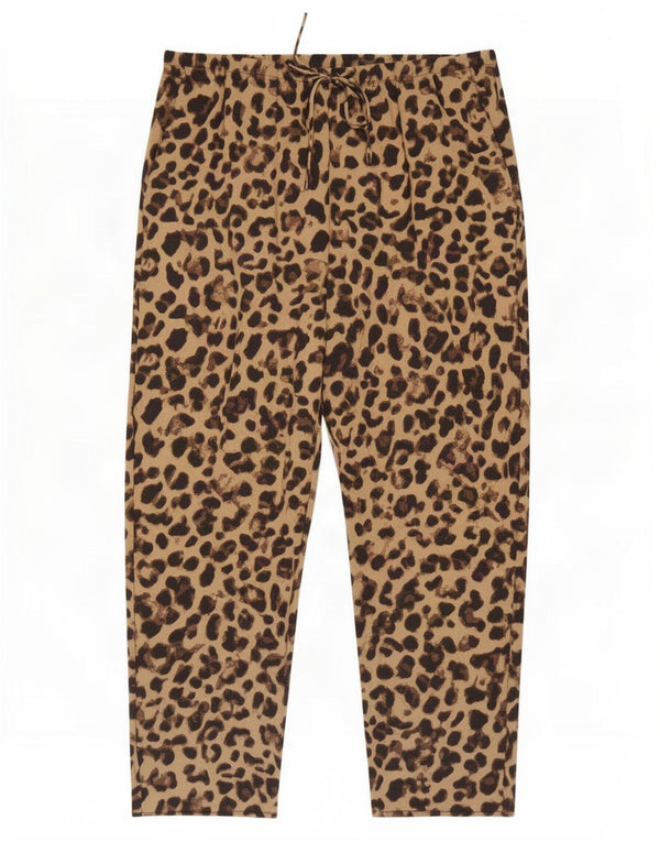 Zara Womens Cropped Trousers Large W30 L25 Brown Animal Print Modal