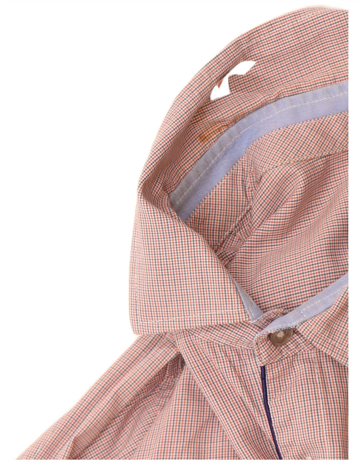 Camisa masculina Hugo Boss xadrez slim fit grande laranja houndstooth algodão